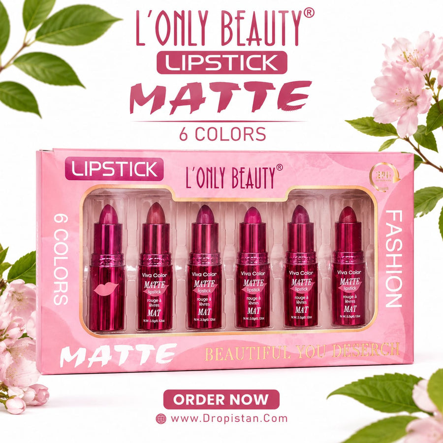 L'ONLY BEAUTY Matte Lipstick Set – 6 Colors Long Lasting Waterproof Velvet Matte Lipsticks