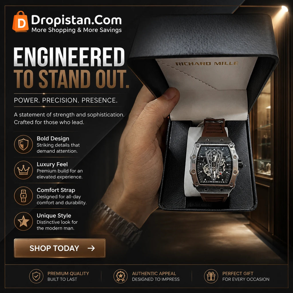 Brown Strap Luxury Skeleton Style Watch for Men