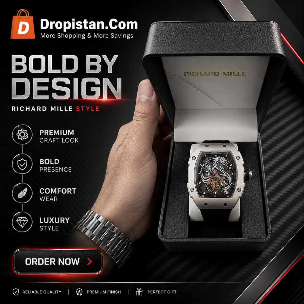 Black Silver Luxury Skeleton Style Watch for Men