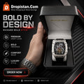 Black Silver Luxury Skeleton Style Watch for Men