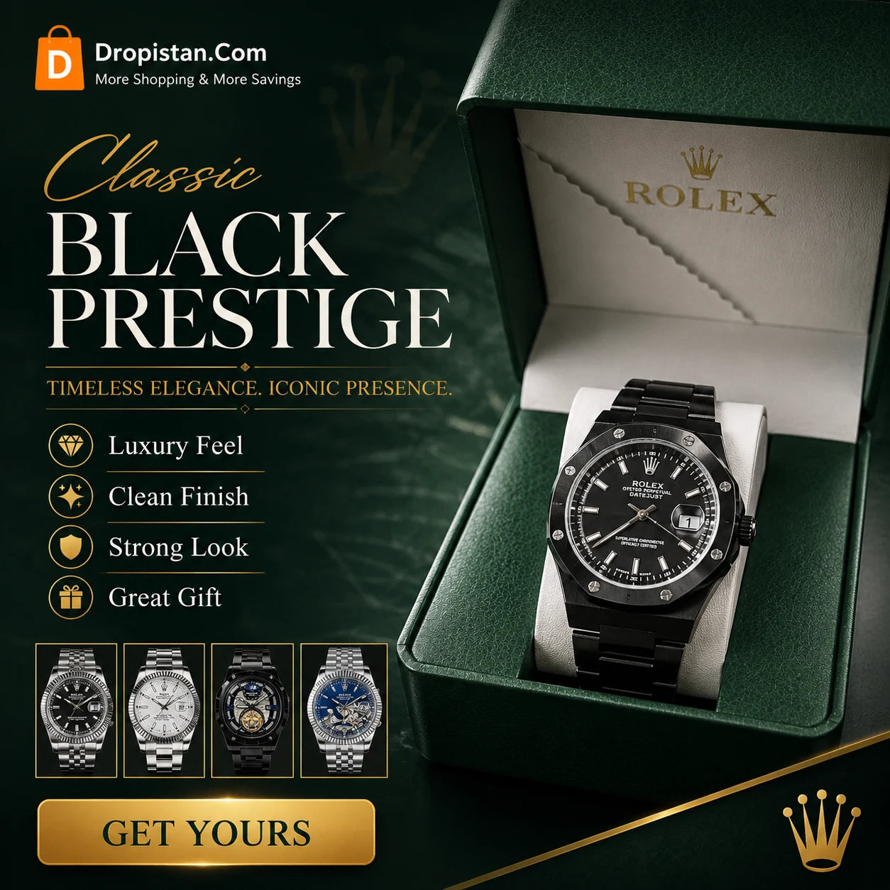 Black Dial Premium Style Watch for Men