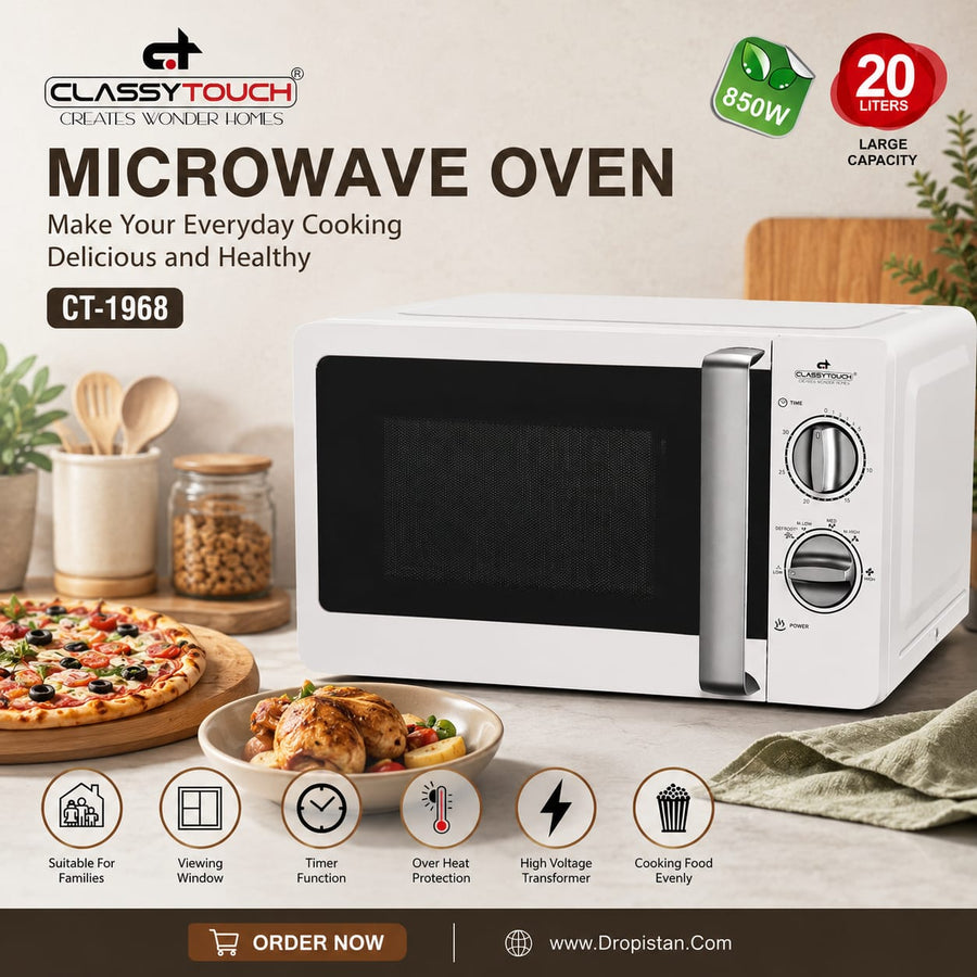 Classy Touch CT-1968 Microwave Oven 20L 850W | Compact Kitchen Microwave