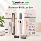 Jianlet electronic pedicure tool kit with packaging, roller heads and USB charging cable