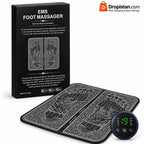 EMS Foot Massager product box massage mat and digital controller by Dropistan