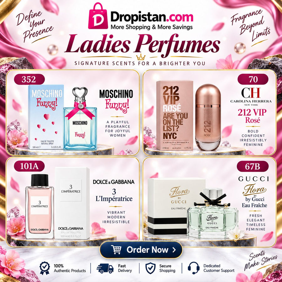 Ladies Perfume Combo Deal UAE – Moschino Funny!, 212 VIP Rosé, D&G L’Impératrice 3 & Gucci Flora Eau Fraîche | 4 Fragrances