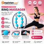 Ring massager product features with non-slip curved grip and textured massage rollers