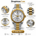 Two-tone gold and silver day-date wrist watch - Dropistan.com