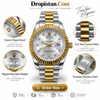 Two-tone gold and silver day-date wrist watch - Dropistan.com