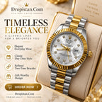 Luxury two-tone day-date wrist watch gift presentation - Dropistan.com