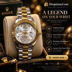 Premium gold and silver day-date wrist watch close-up - Dropistan.com