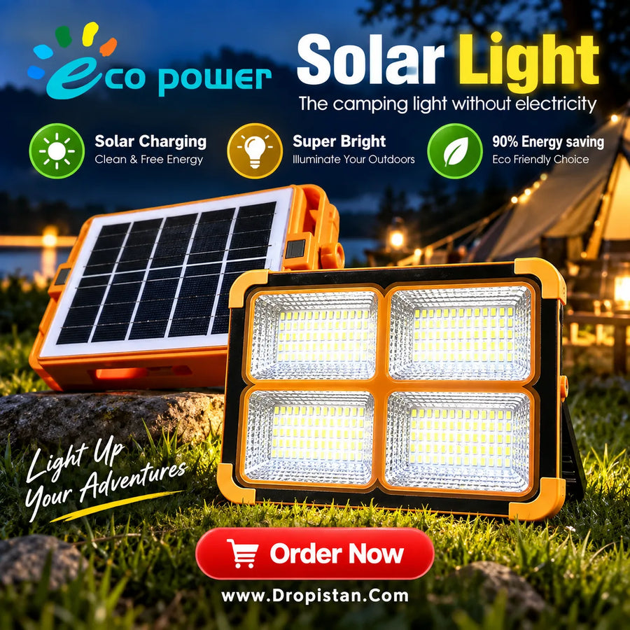 🔆 Portable Solar Camping Light with Solar Panel – Super Bright Outdoor LED