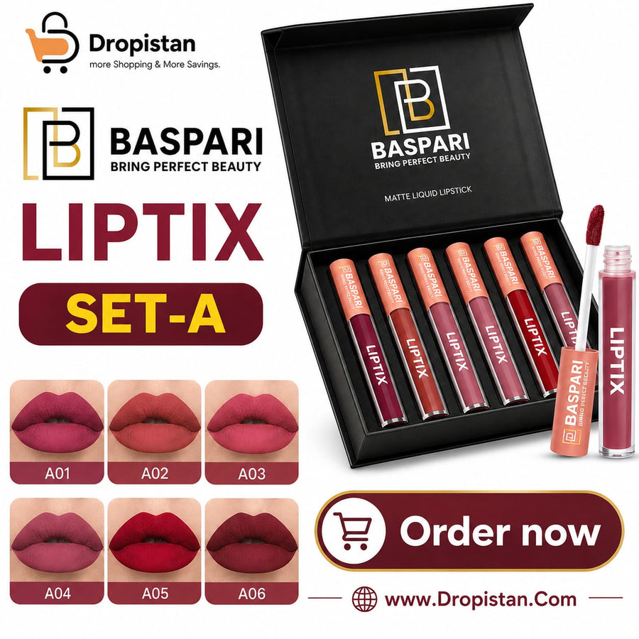 BASPARI Matte Liquid Lipstick Set A – 6 Shades 48 Hours Long-lasting