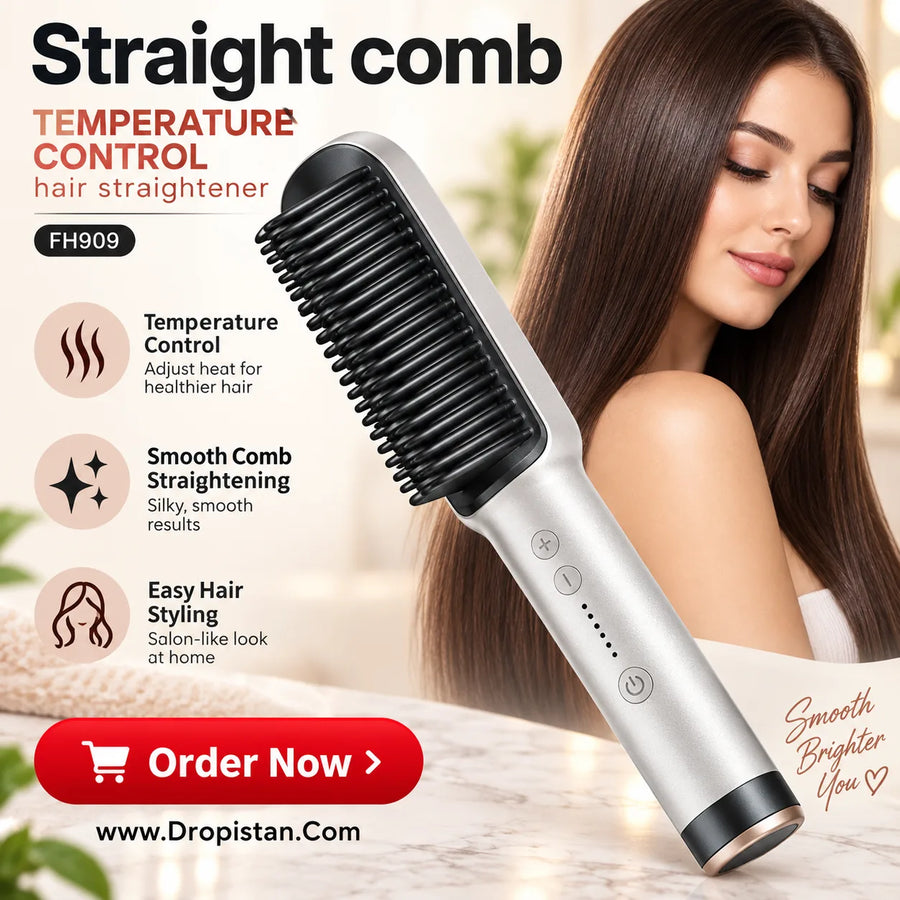 ✨ FH909 Temperature Control Straight Comb Hair Straightener