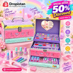 Colorful kids makeup vanity case set with mirror and beauty accessories