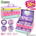 Kids makeup vanity case set with heart mirror and colorful accessories - special offer
