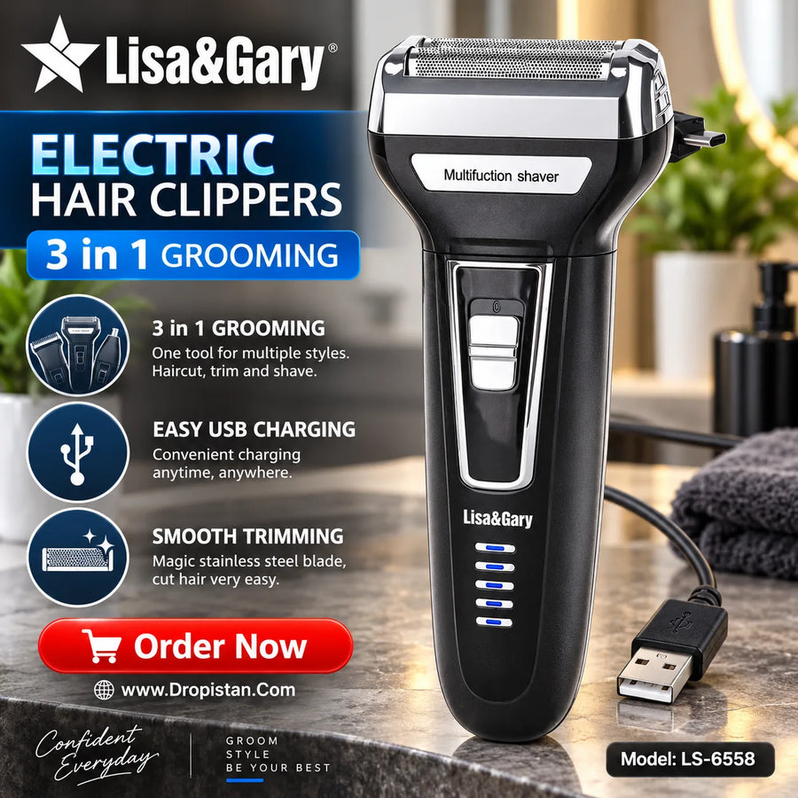 🪒 Lisa & Gary LS-6558 3-in-1 Electric Shaver & Hair Clipper Grooming Set