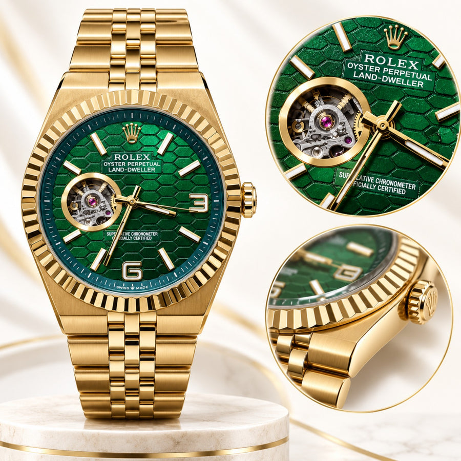 Luxury Gold Green Dial Automatic Style Watch