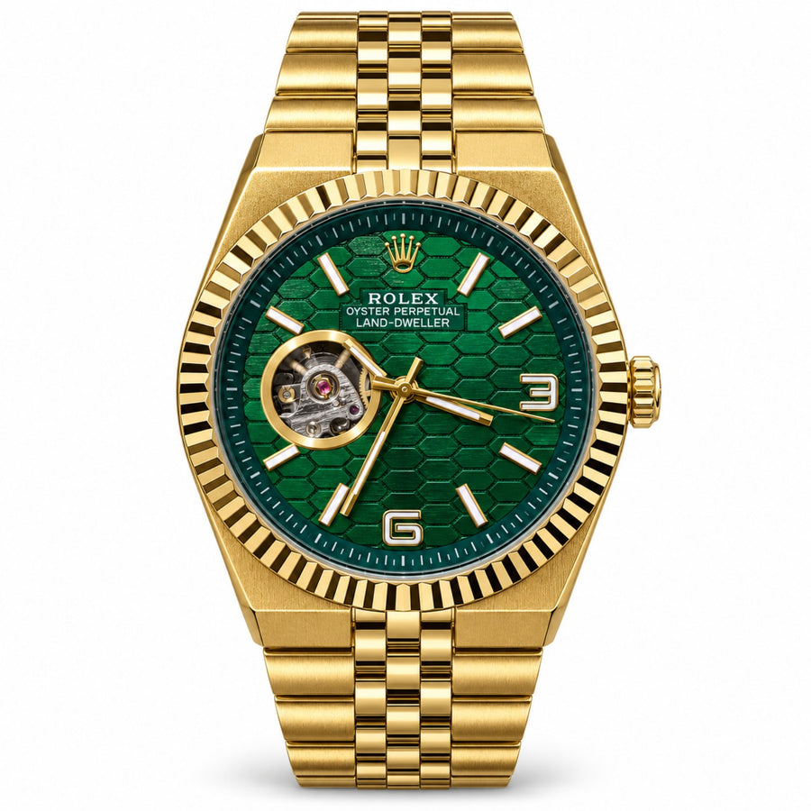 Luxury Gold Green Dial Automatic Style Watch