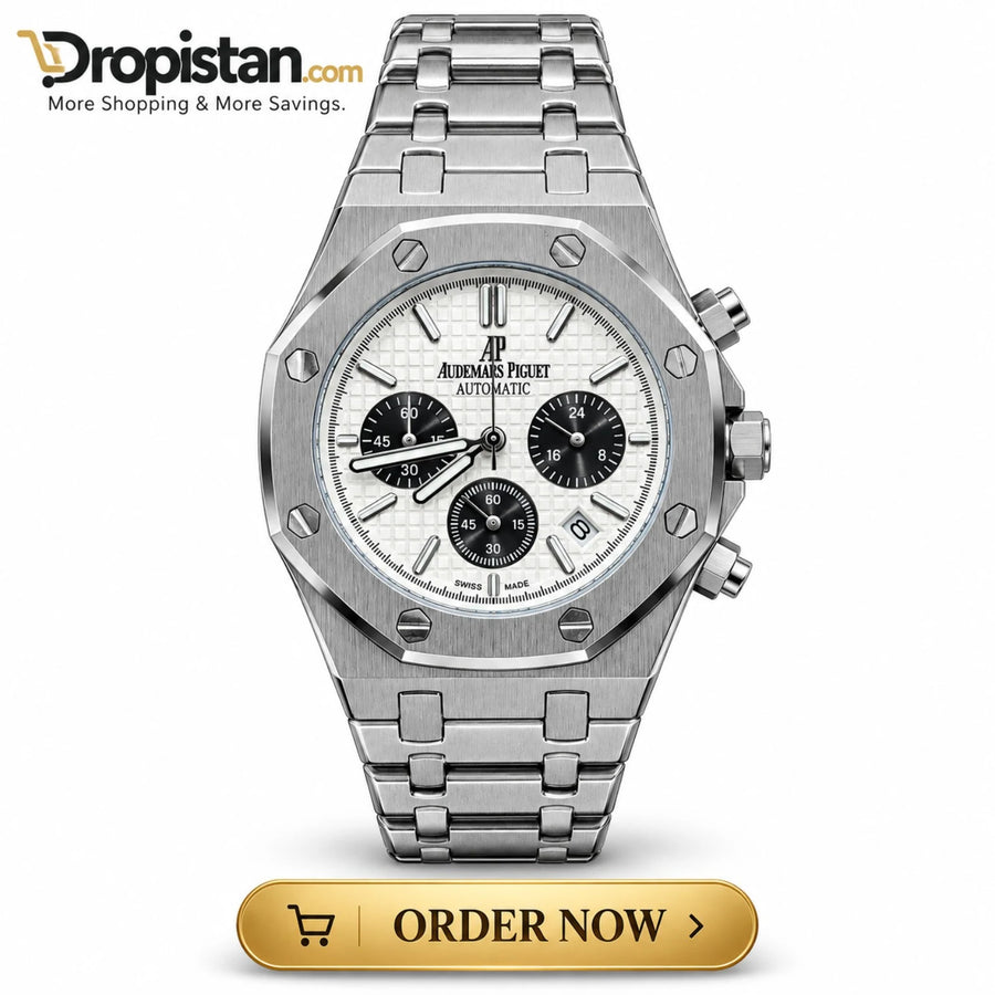 Luxury Silver Octagonal Chronograph Style Watch for Men ⌚✨