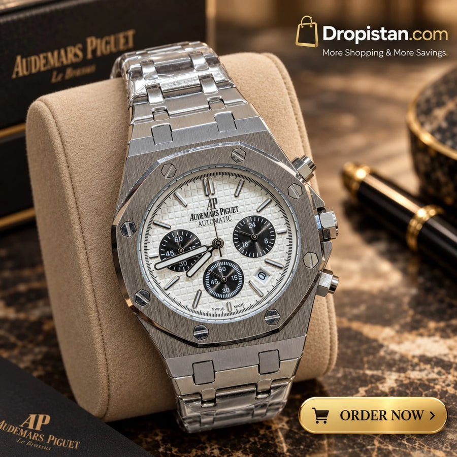 Luxury Silver Octagonal Chronograph Style Watch for Men ⌚✨