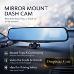 Mirror Mount Dash Cam – Rearview Mirror Car Camera with Front Recording