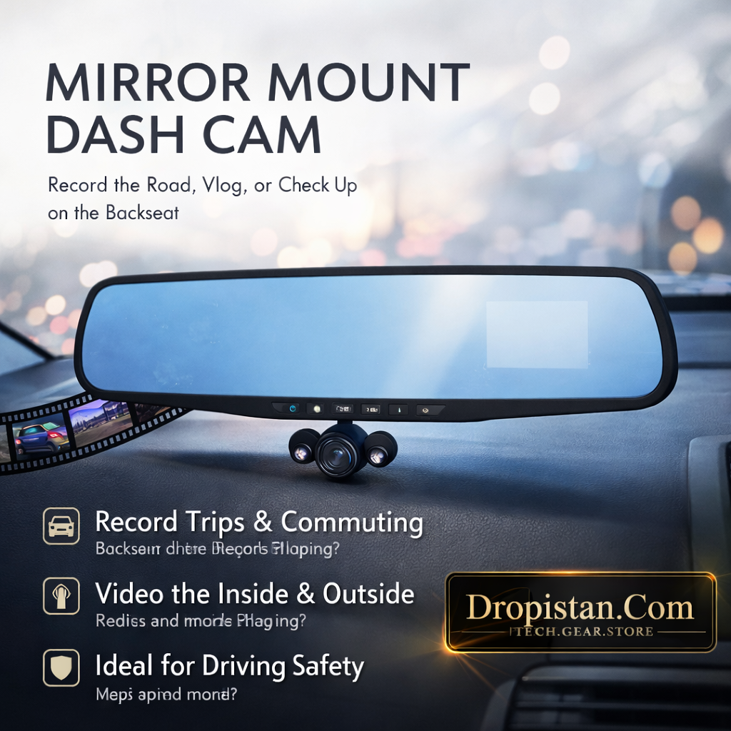 Mirror Mount Dash Cam – Rearview Mirror Car Camera with Front Recording