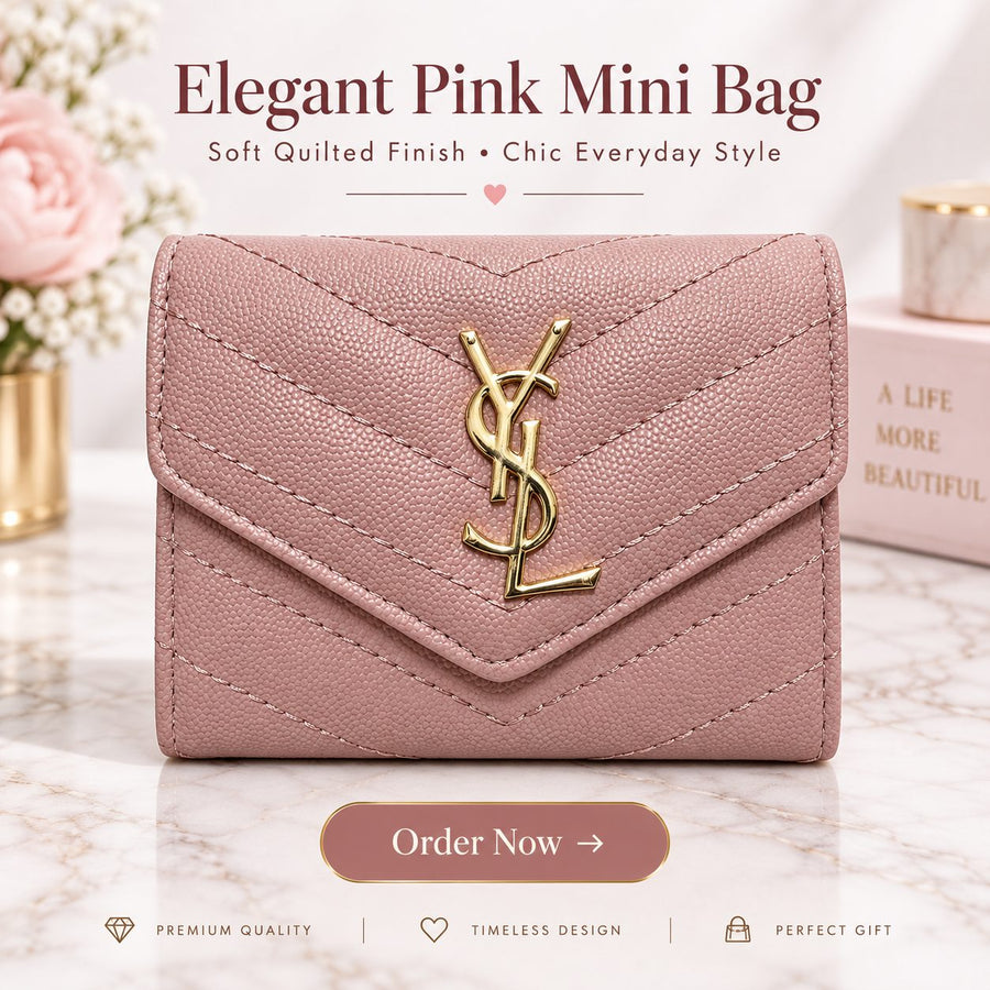 Pink Quilted Mini Wallet Bag