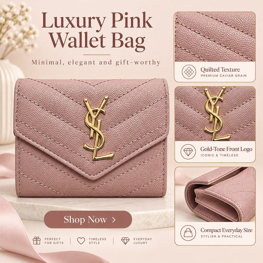 Pink Quilted Mini Wallet Bag