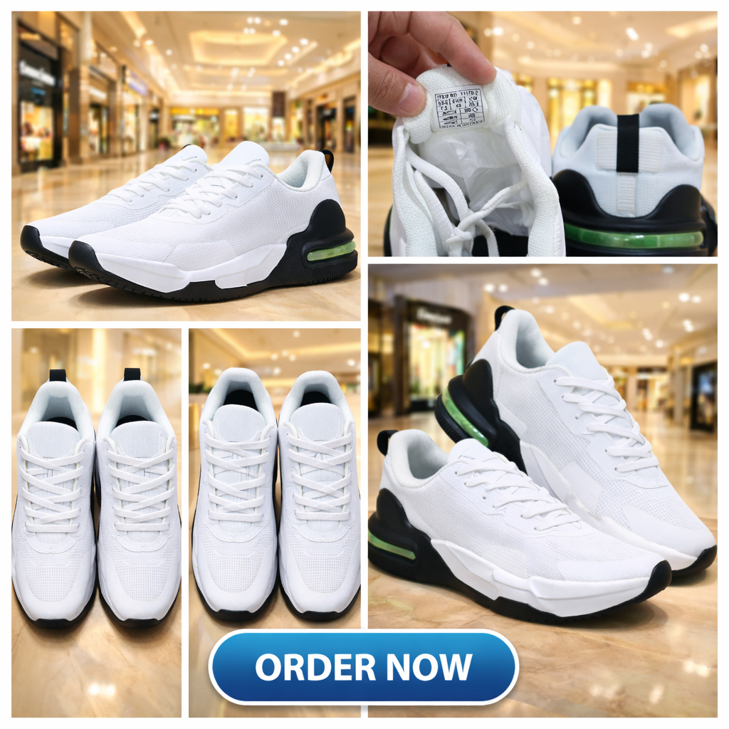 Men’s White Air Cushion Sports Sneakers, Original Brands Shoes Limited Stock Limited Size