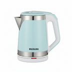 MARADO electric kettle retail packaging box, model MA-6820, showing a pale blue and stainless steel kettle on a kitchen background.