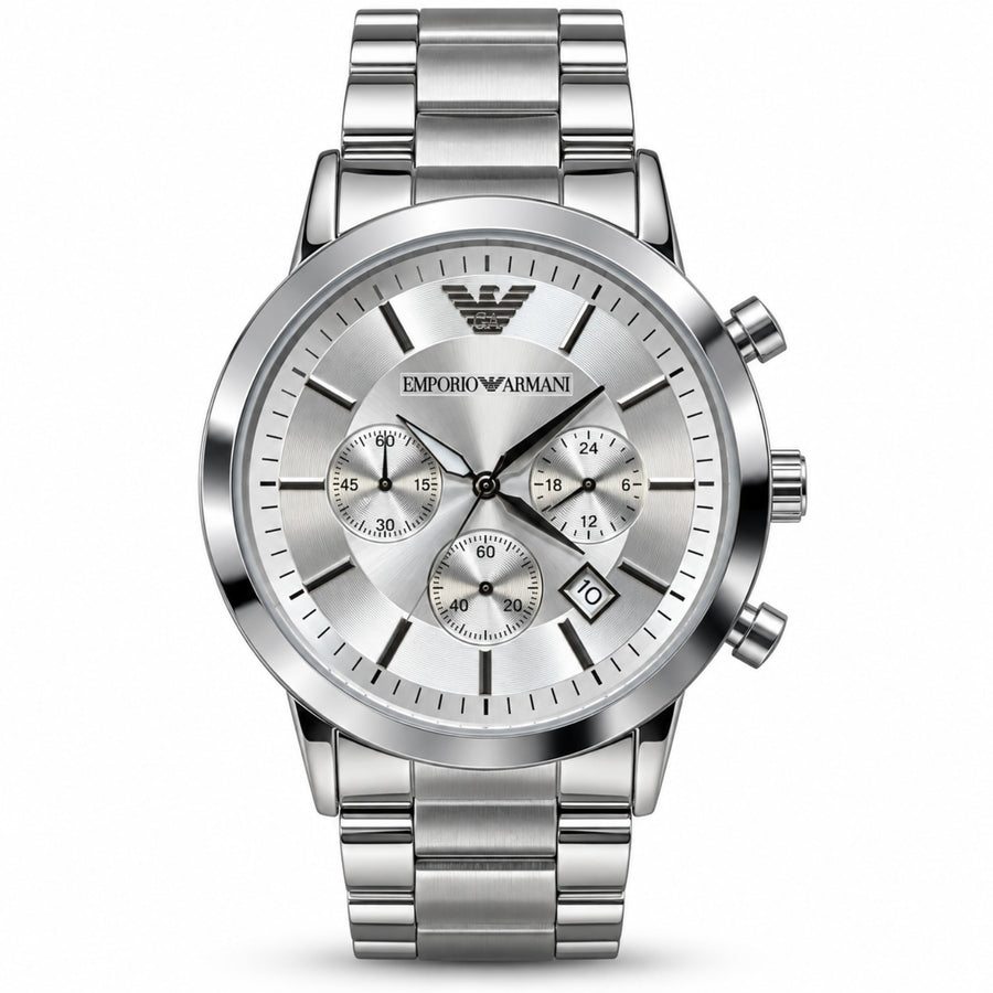 Silver White Dial Luxury Chronograph Style Watch