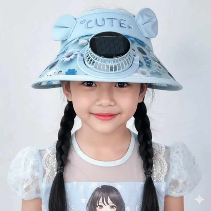 Solar Fan Sun Hat – USB Rechargeable Cooling Visor for Kids & Adults
