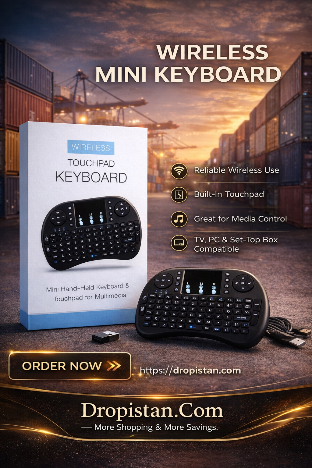 Wireless Touchpad Mini Keyboard – Handheld Multimedia Keyboard for TV, PC, Set-Top Box