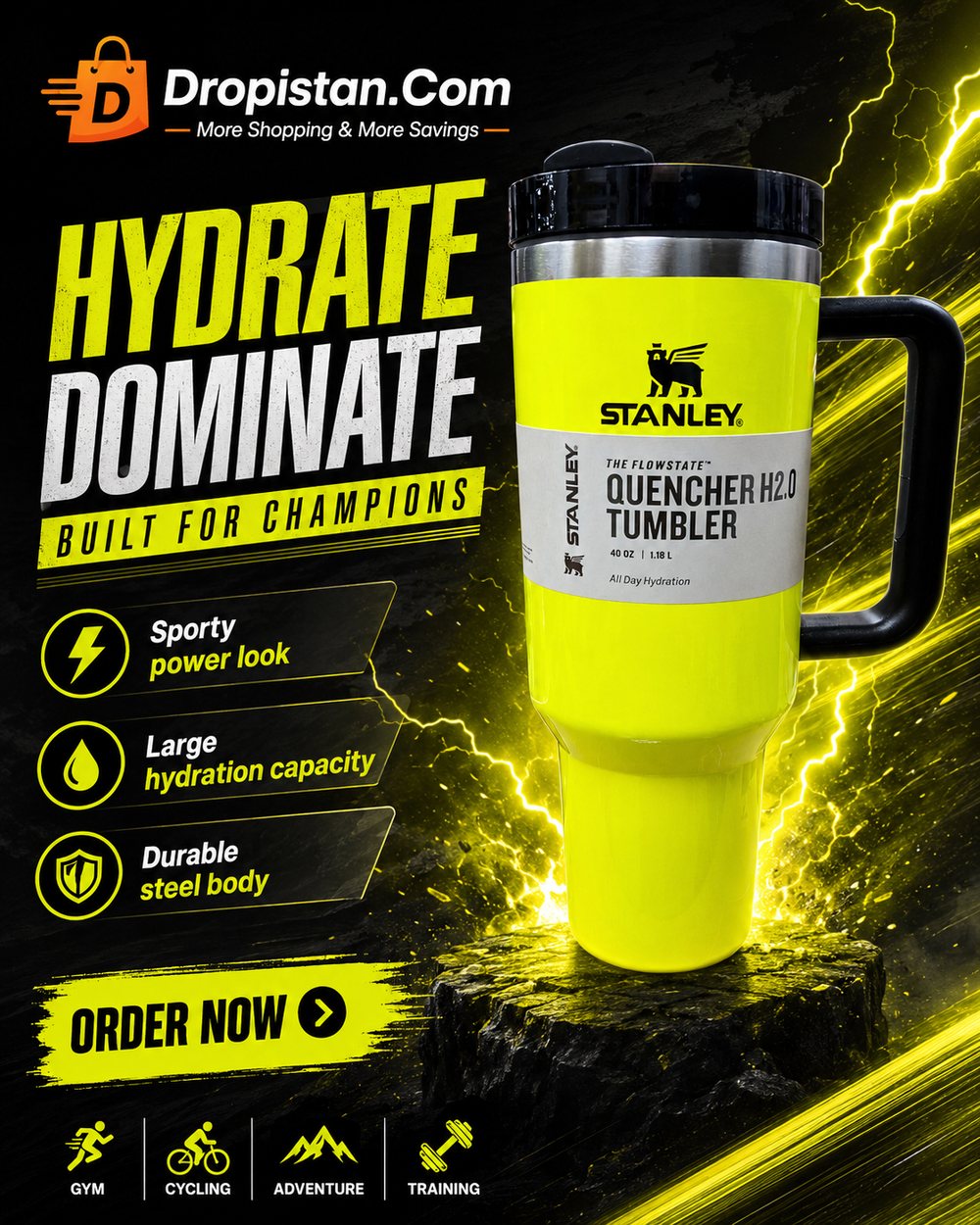 Stanley Style Quencher H2.0 Tumbler – Shine 201