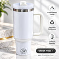 White insulated travel tumbler design E0011