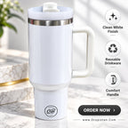 White insulated travel tumbler design E0011