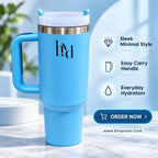 Blue insulated travel tumbler design E0012