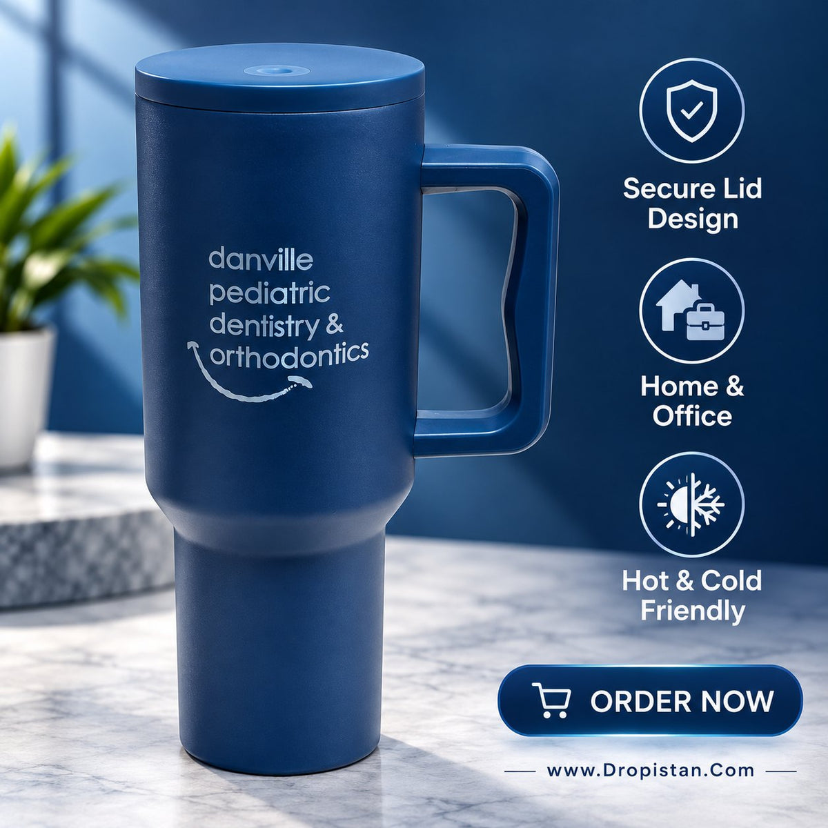 Navy insulated travel tumbler design E0017