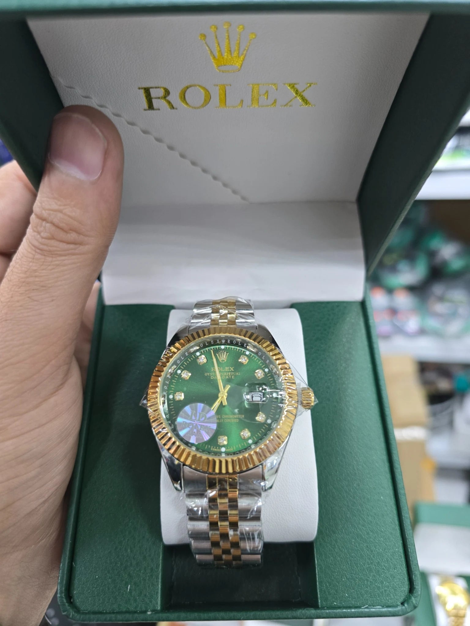 Green Gold Two-Tone Luxury Style Watch for Men