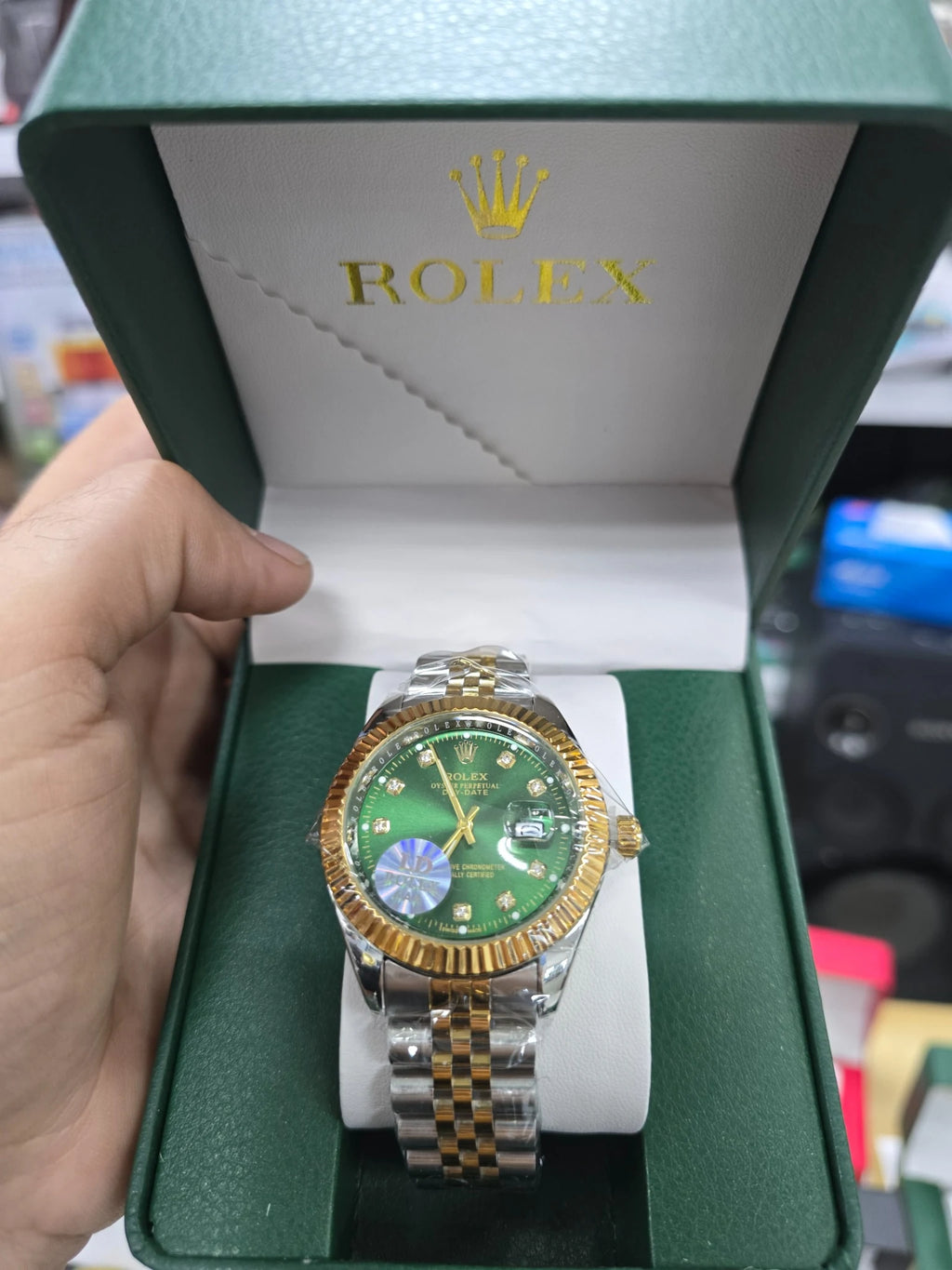 Green Dial Premium Two-Tone Watch for Men
