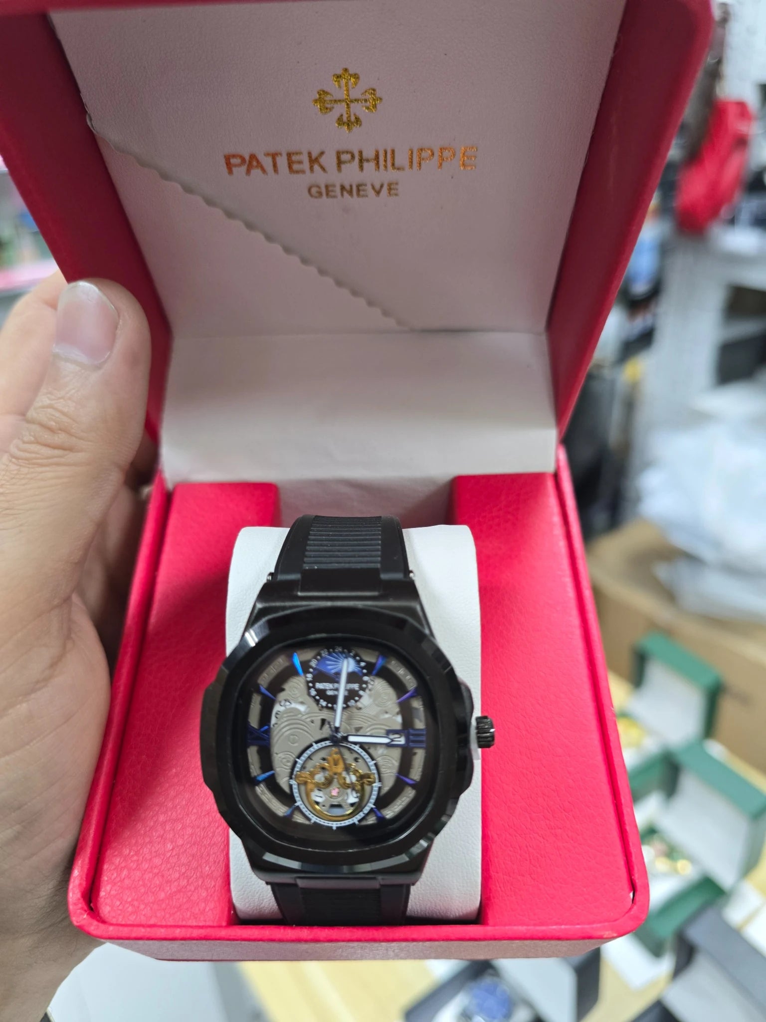 Black Premium Skeleton Style Watch