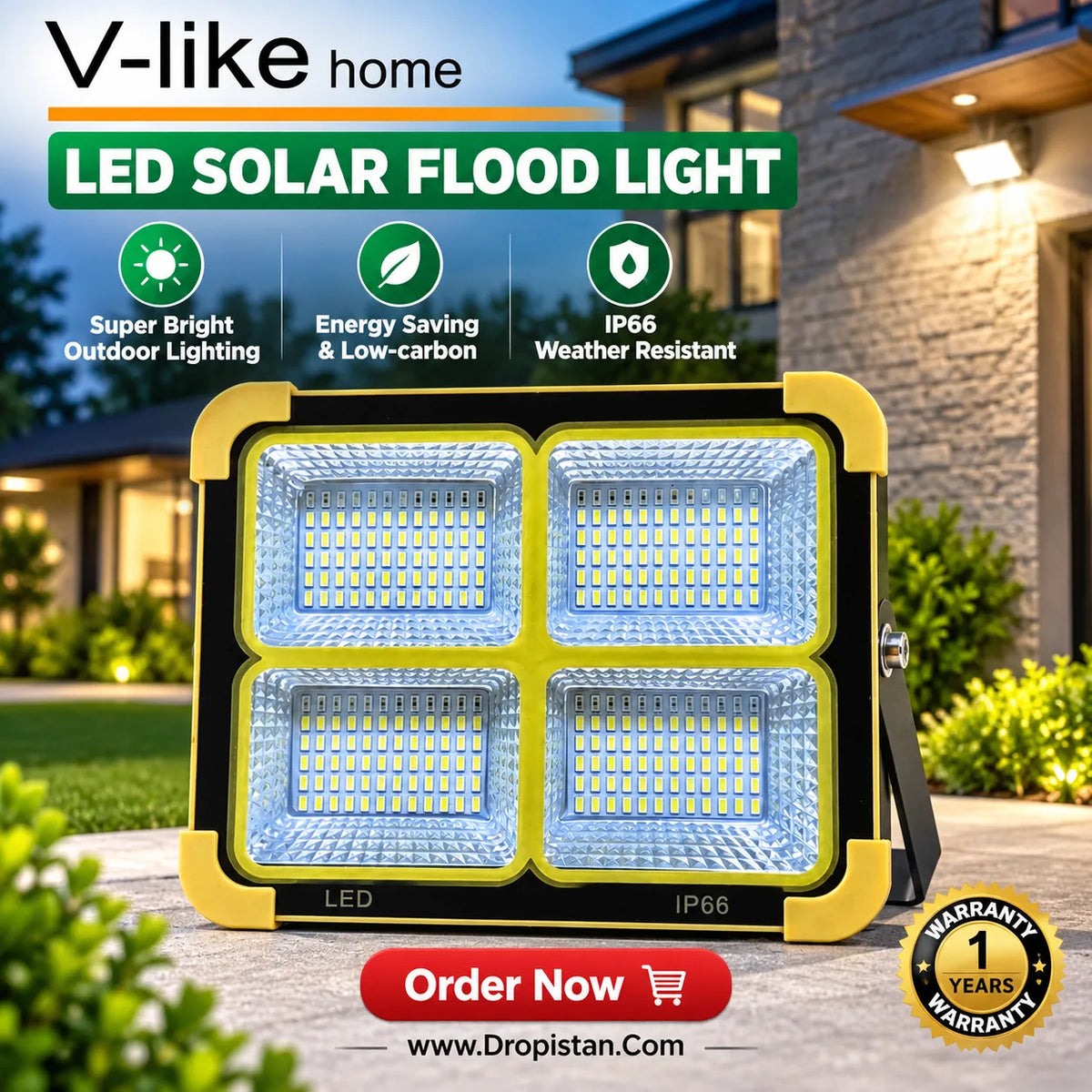 V-like Home LED solar flood light IP66 - Dropistan.com