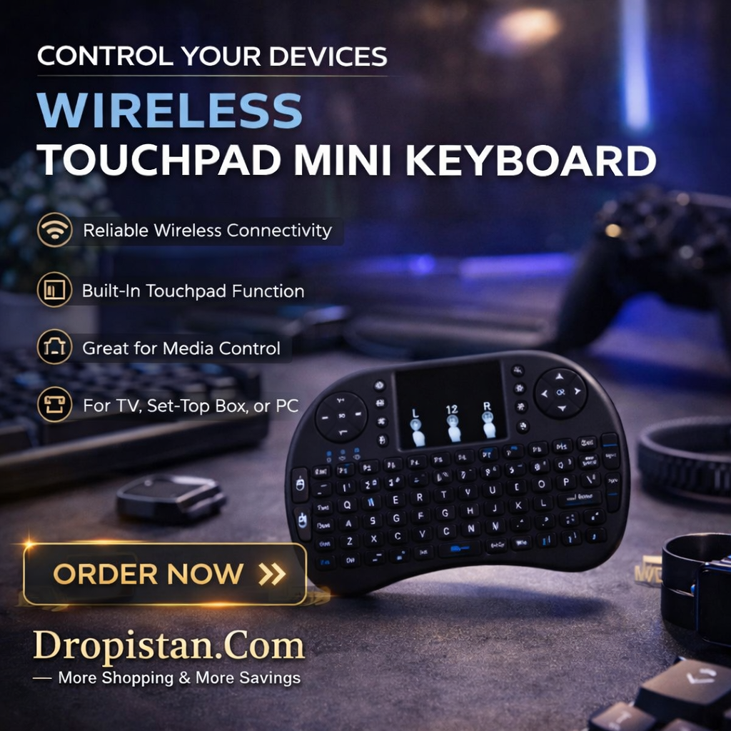 Wireless Touchpad Mini Keyboard – Handheld Multimedia Keyboard for TV, PC, Set-Top Box