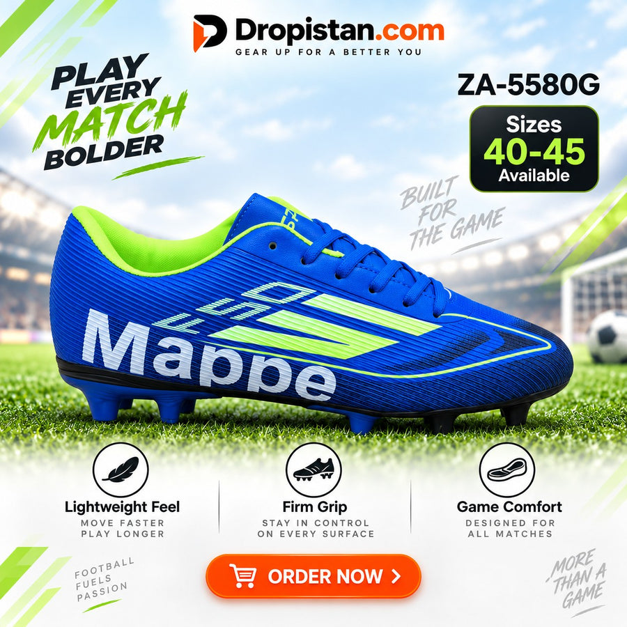 ⚽ ZA-5580G Blue Lime Football Turf Shoes | EU Sizes 40–45 | UAE