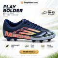 ZA-5580G Navy Orange Gold football turf shoes colorful product design - Dropistan UAE