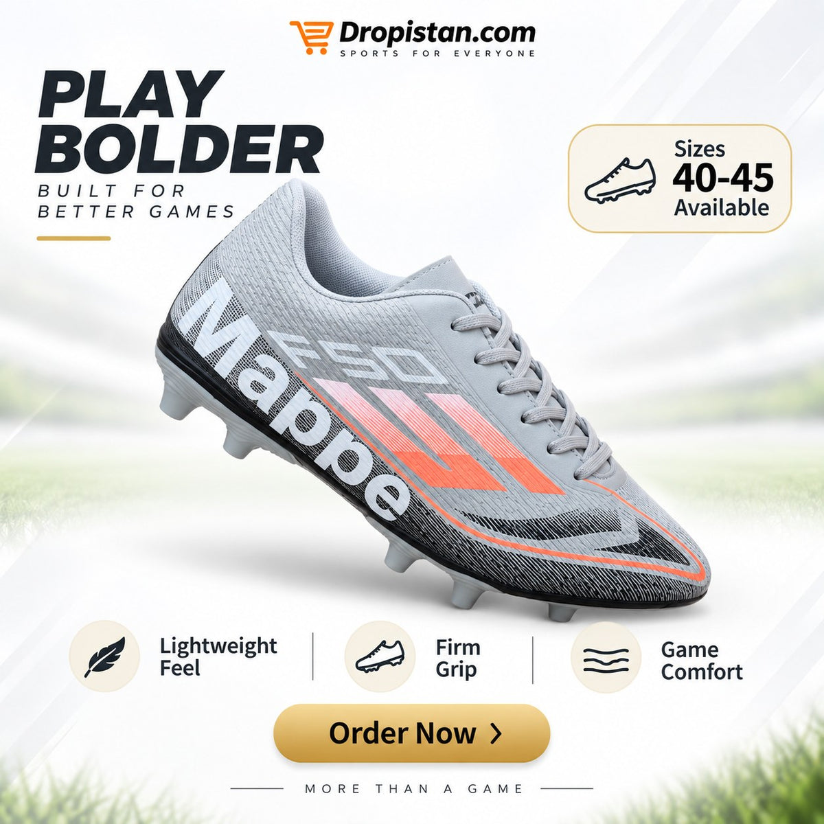 ZA-5580G Silver Orange football turf shoes colorful product design - Dropistan UAE