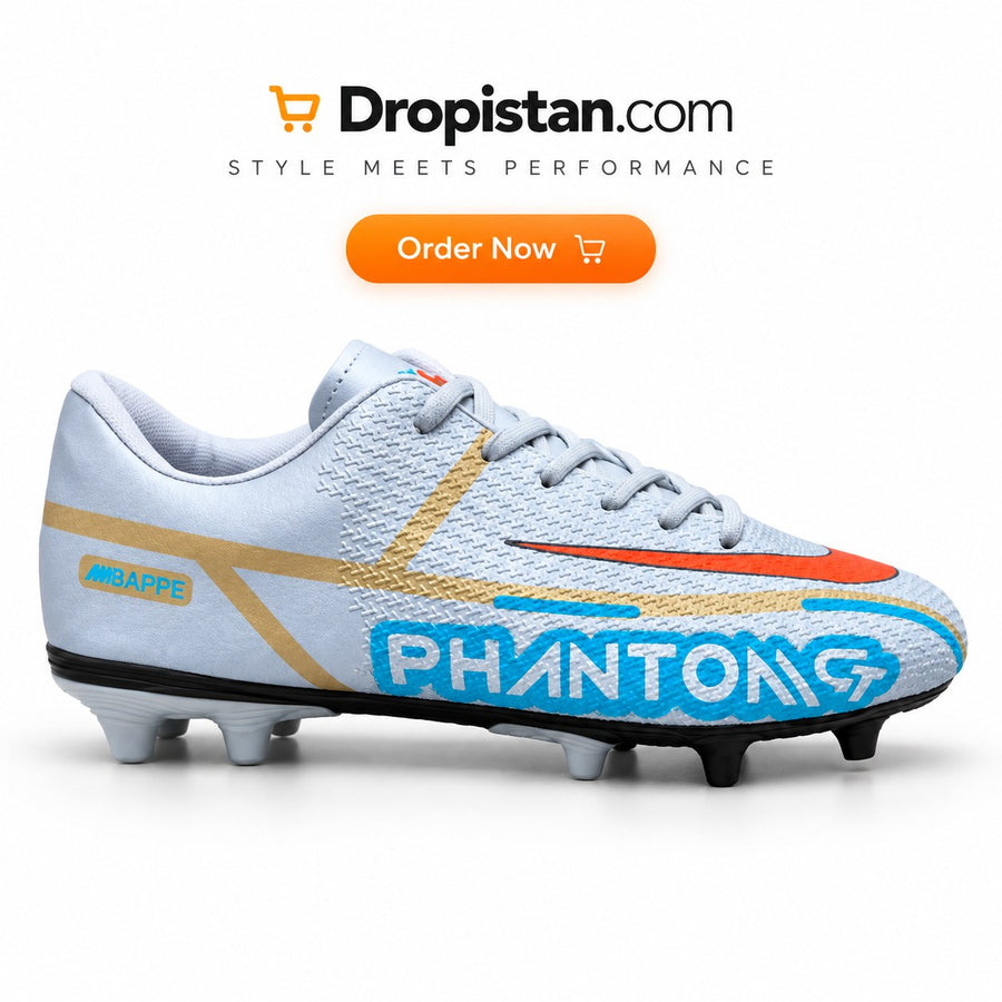 ⚽ ZA-5581G White Gold Football Turf Shoes | EU Sizes 40–45 | UAE