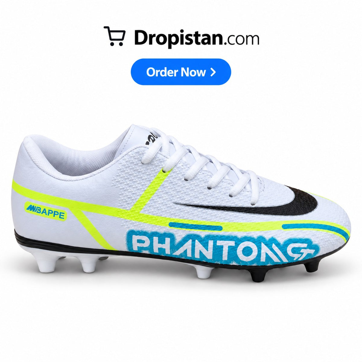 ZA-5581G White Neon football turf shoes clean Shopify product image - Dropistan UAE