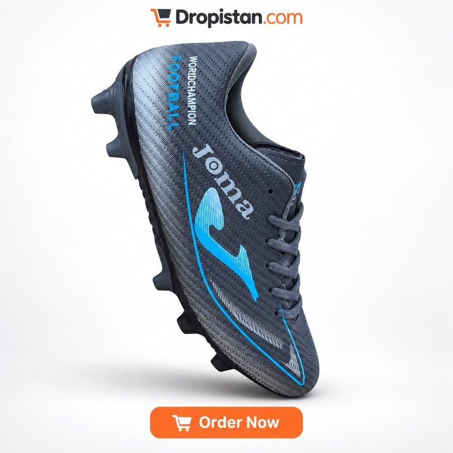 ⚽ ZA-5582G Black Blue Football Turf Shoes | EU Sizes 40–45 | UAE