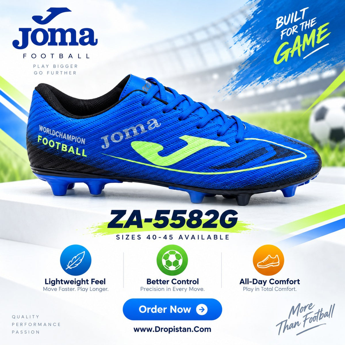 ZA-5582G Blue Lime football turf shoes colorful product design - Dropistan UAE
